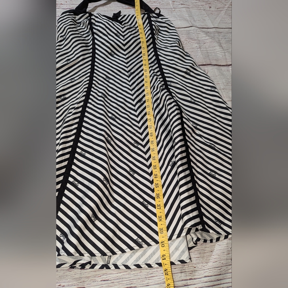 Torrid X Barbie Black & White Retro Stripe Swing Flare Halter Dress SZ 16 NWT - Picture 8 of 11